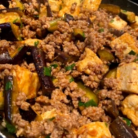 Eggplant, Tofu, and Ground Pork Stir Fry